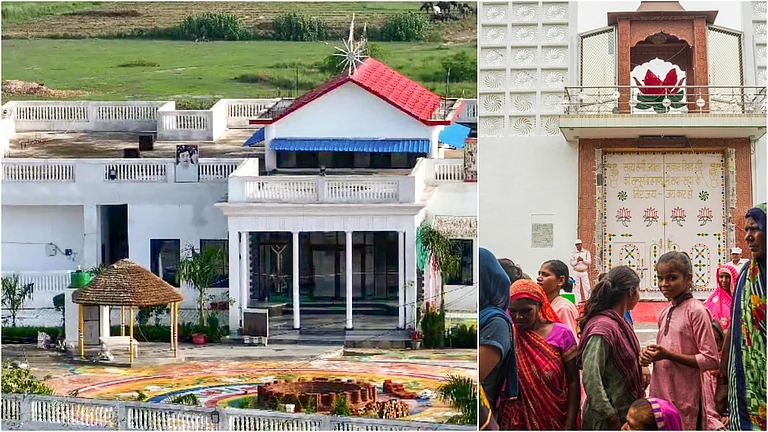 Mainpuri (L) and Kasganj (R) ashrams of Bhole Baba aka Suraj Pal. | - PTI